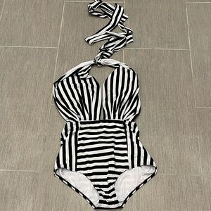 Amazon black and white stripe one piece swimsuit.